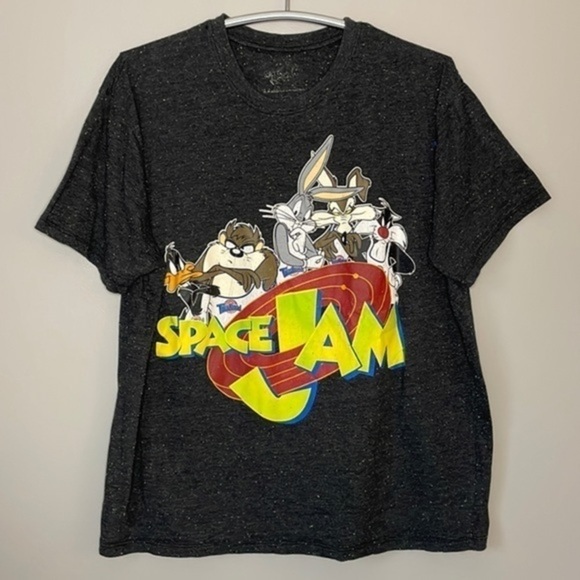 VINTAGE WARNER BROS. | Men’s VINTAGE (1996) Black Confetti SPACE JAM XXL Shirt - Picture 3 of 9